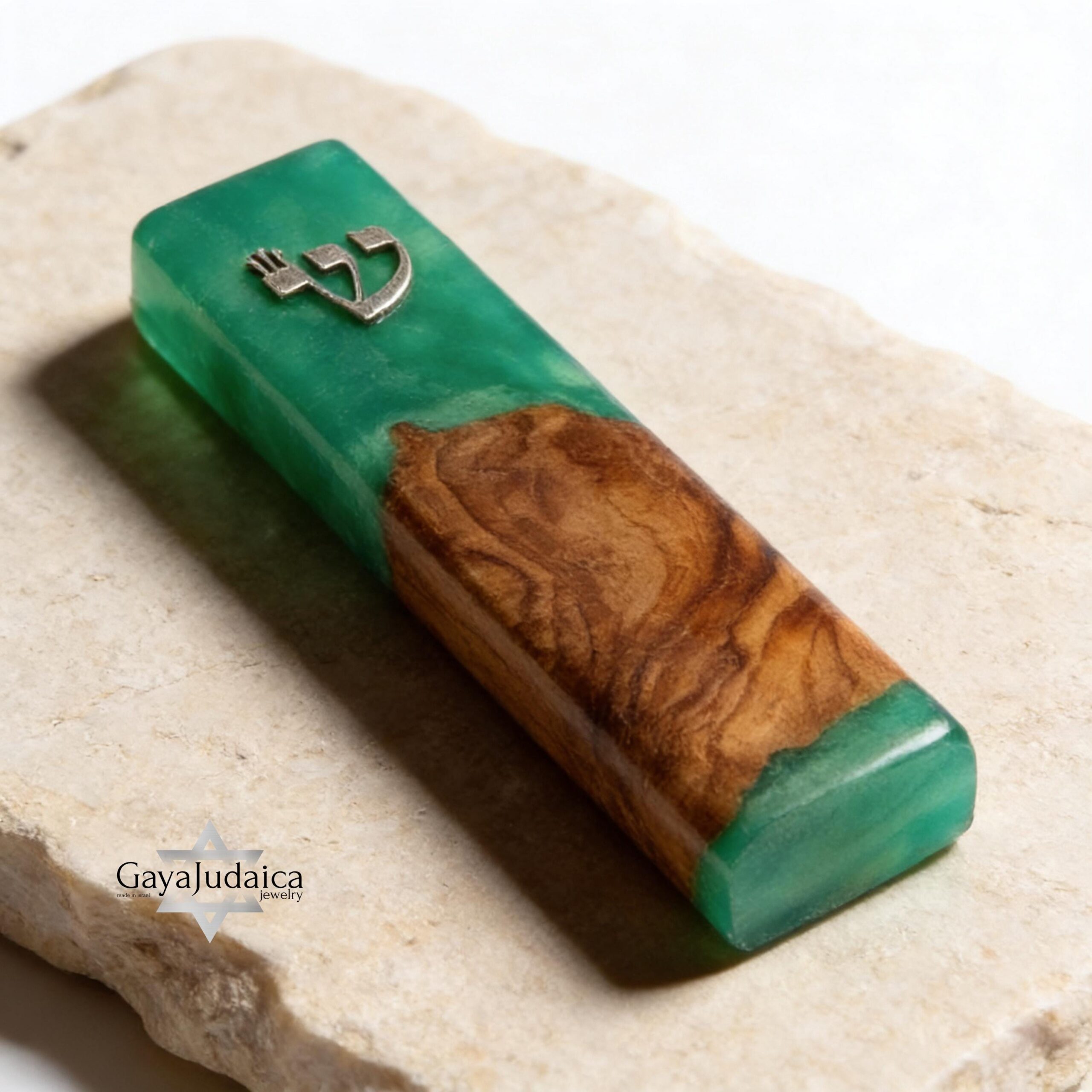 Handmade Olive Wood Mezuzah Case — Turquoise Epoxy, Jewish Home Decor Handmade Olive Wood Mezuzah Case — Turquoise Epoxy, Jewish Home Decor