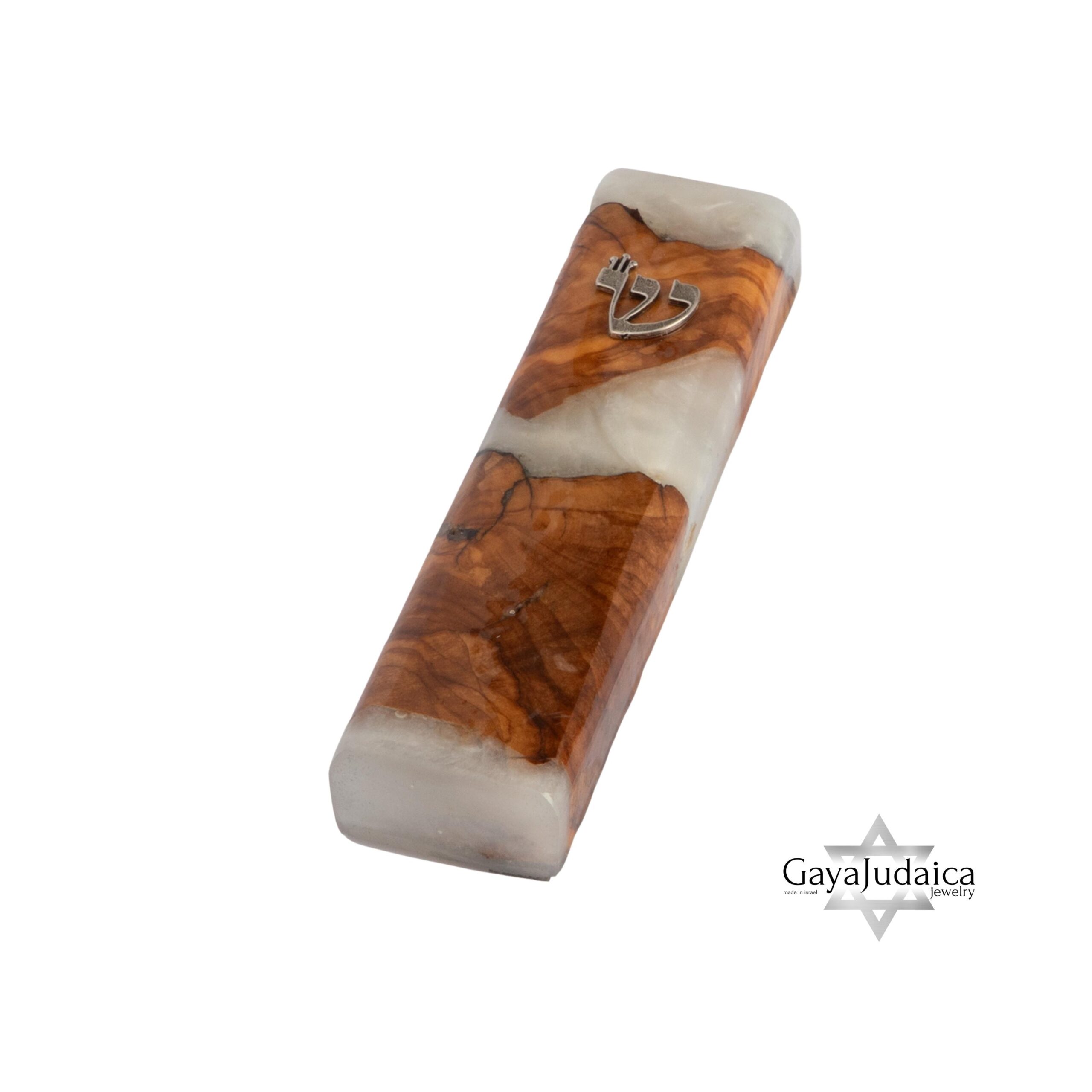 Handmade Olive Wood Mezuzah Case — White Epoxy Resin, Jewish Home Decor Handmade Olive Wood Mezuzah Case — White Epoxy Resin, Jewish Home Decor