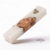 Olive Wood Mezuzah Case White Epoxy Resin — additional view, handmade in Israel