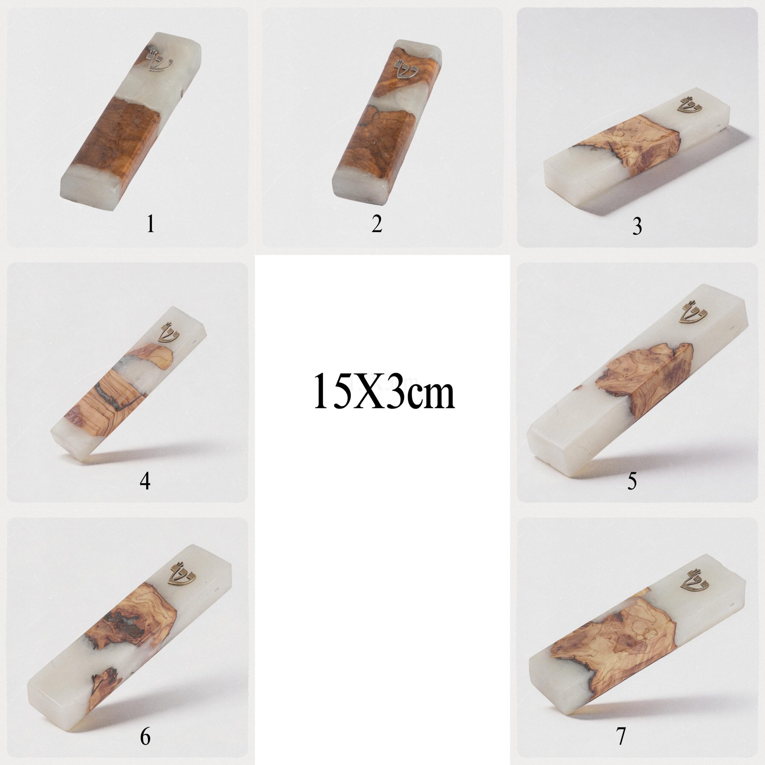 Handmade Olive Wood Mezuzah Case — White Epoxy Resin, Jewish Home Decor Handmade Olive Wood Mezuzah Case — White Epoxy Resin, Jewish Home Decor