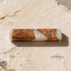 Olive Wood Mezuzah Case White Epoxy Resin — warm-tone styled, handmade in Israel