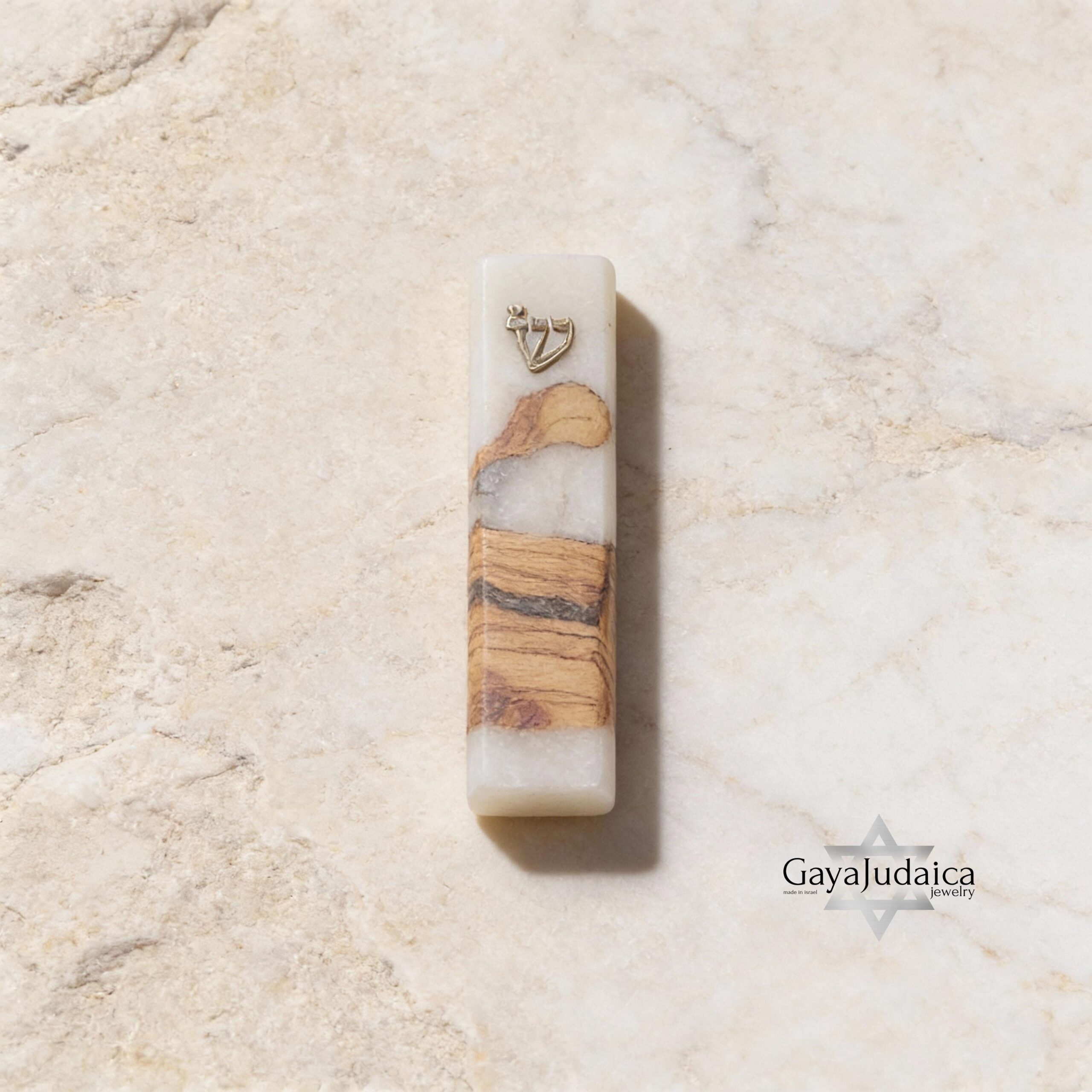 Handmade Olive Wood Mezuzah Case — White Epoxy Resin, Jewish Home Decor Handmade Olive Wood Mezuzah Case — White Epoxy Resin, Jewish Home Decor