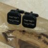 Personalised Black Stainless Steel Cufflinks Custom Engraved — main photo, handmade in Israel