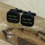 Personalised Black Stainless Steel Cufflinks — Custom Engraved, Jewish Wedding Gift