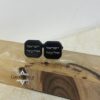 Personalised Black Stainless Steel Cufflinks Custom Engraved — close-up, handmade in Israel