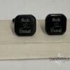 Personalised Black Stainless Steel Cufflinks Custom Engraved — three finishes side by side, handmade in Israel