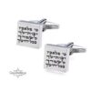 Personalised Sterling Silver Cufflinks Hebrew English Engraving — detail view, handmade in Israel