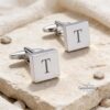 Personalised Sterling Silver Cufflinks Hebrew English Engraving — additional view, handmade in Israel