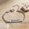 Personalized Baby Name Bracelet Engraved Kids Bracelet — top-down view, handmade in Israel