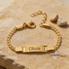 Personalized Baby Name Bracelet Engraved Kids Bracelet — close-up detail, handmade in Israel