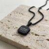 Personalized Black Onyx Pendant Necklace Stainless Steel — main photo, handmade in Israel