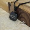 Personalized Black Onyx Pendant Necklace Stainless Steel — alternate angle, handmade in Israel
