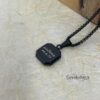 Personalized Black Onyx Pendant Necklace Stainless Steel — three finishes side by side, handmade in Israel