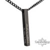 Personalized Black Stainless Steel Bar Necklace Custom Engraved — detail view, handmade in Israel
