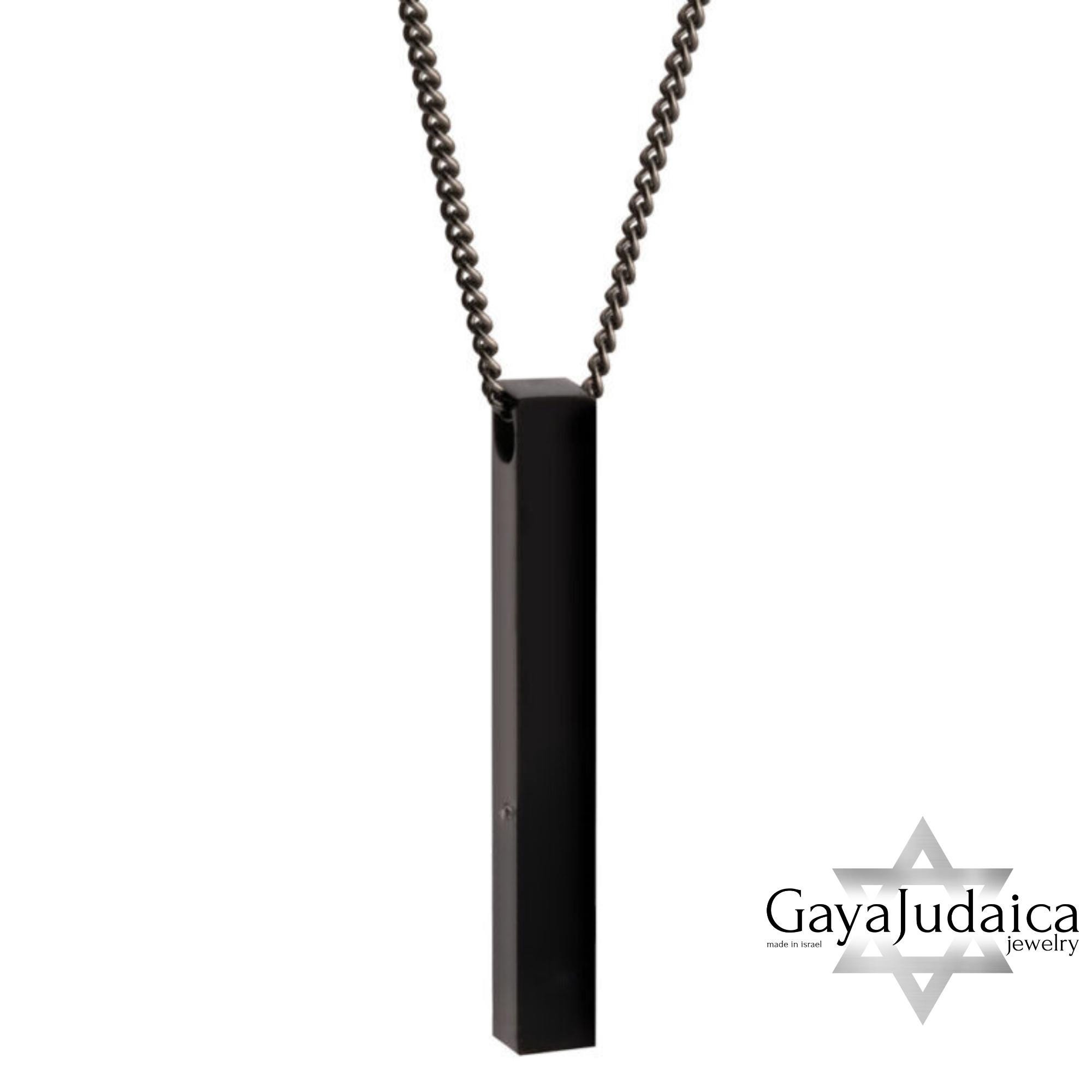 Personalized Black Stainless Steel Bar Necklace — Custom Engraved Men's Jewelry Personalized Black Stainless Steel Bar Necklace — Custom Engraved Men's Jewelry