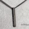 Personalized Black Stainless Steel Bar Necklace Custom Engraved — top-down view, handmade in Israel