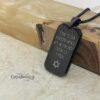 Personalized Black Stainless Steel Dog Tag Engraved Curb Chain — close-up, handmade in Israel