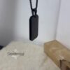 Personalized Black Stainless Steel Dog Tag Engraved Curb Chain — styled shot, handmade in Israel