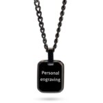 Personalized Dog Tag Necklace — Stainless Steel + Black Onyx, Custom Engraved
