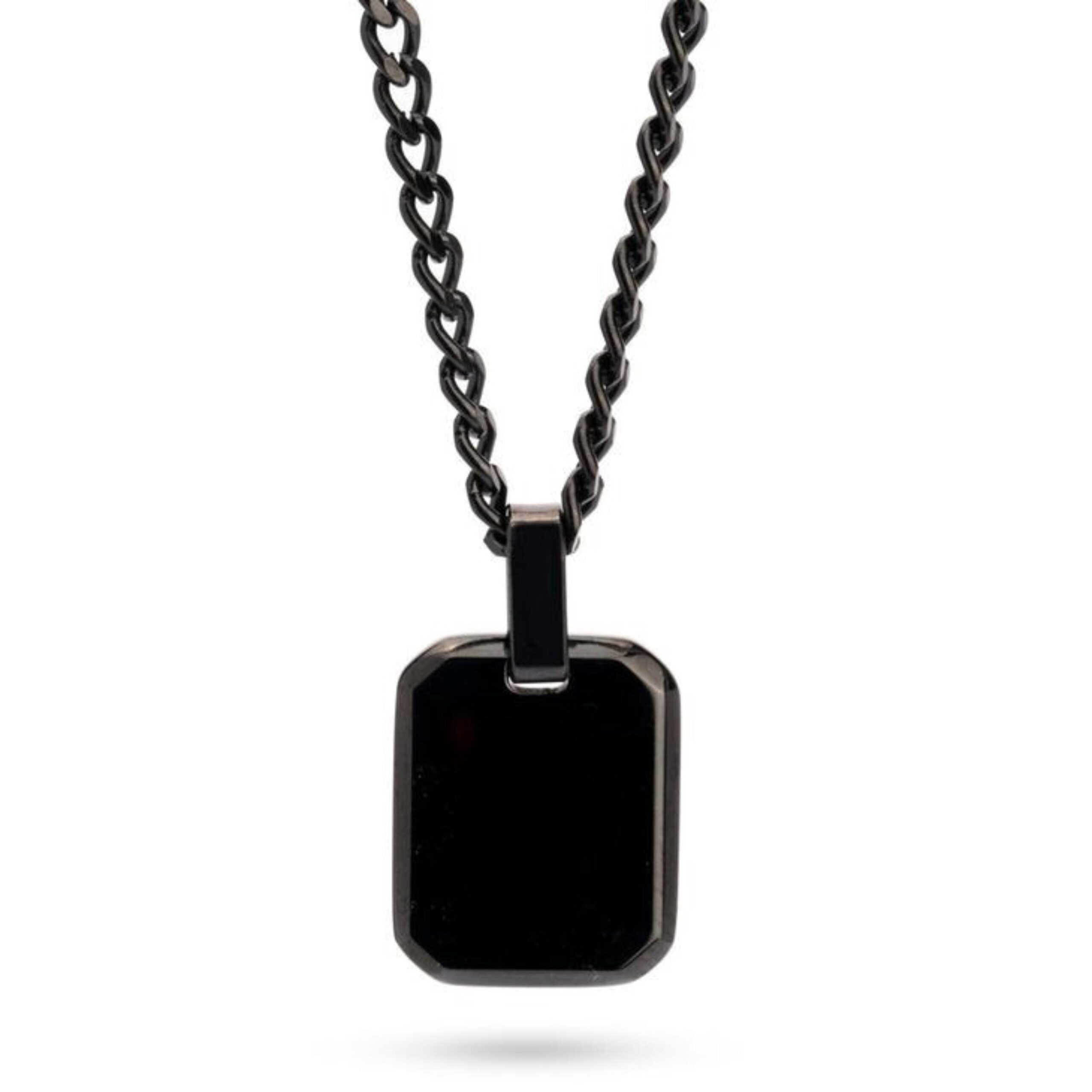 Personalized Dog Tag Necklace — Stainless Steel + Black Onyx, Custom Engraved Personalized Dog Tag Necklace — Stainless Steel + Black Onyx, Custom Engraved