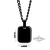 Personalized Dog Tag Necklace Stainless Steel Black Onyx Engraved — alternate angle, handmade in Israel