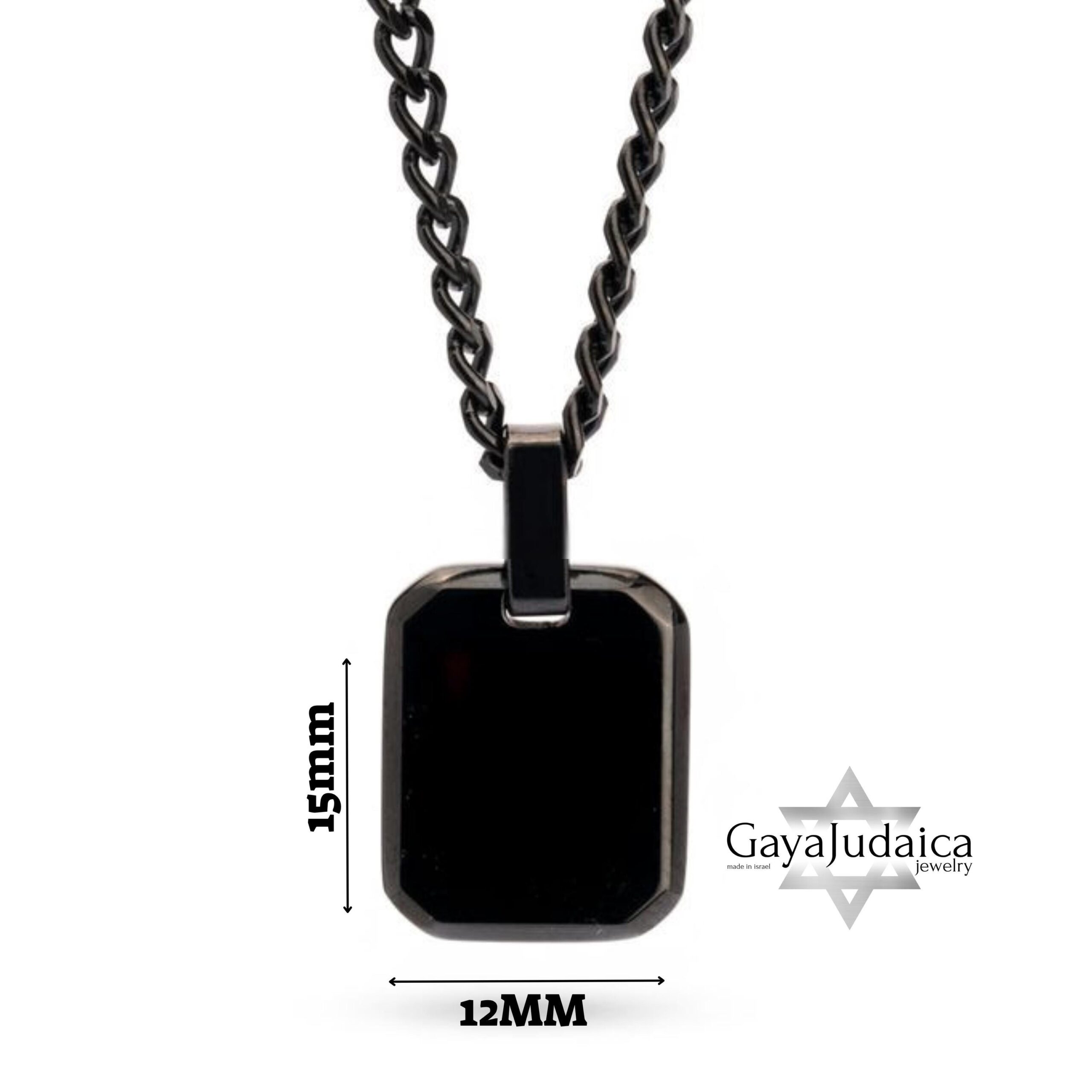Personalized Dog Tag Necklace — Stainless Steel + Black Onyx, Custom Engraved Personalized Dog Tag Necklace — Stainless Steel + Black Onyx, Custom Engraved