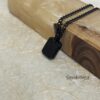 Personalized Dog Tag Necklace Stainless Steel Black Onyx Engraved — styled lifestyle, handmade in Israel
