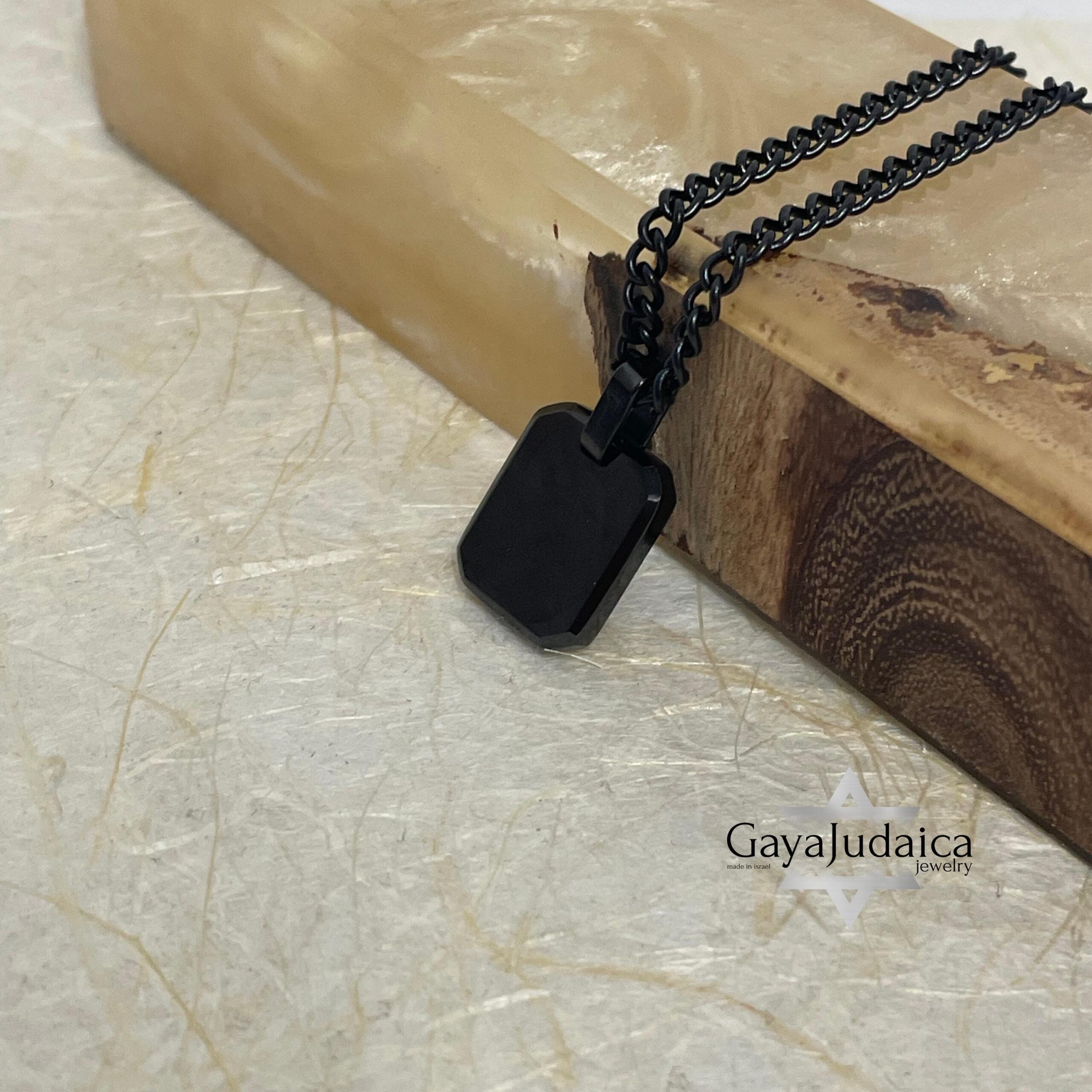 Personalized Dog Tag Necklace — Stainless Steel + Black Onyx, Custom Engraved Personalized Dog Tag Necklace — Stainless Steel + Black Onyx, Custom Engraved