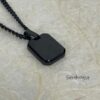 Personalized Dog Tag Necklace Stainless Steel Black Onyx Engraved — three finishes side by side, handmade in Israel