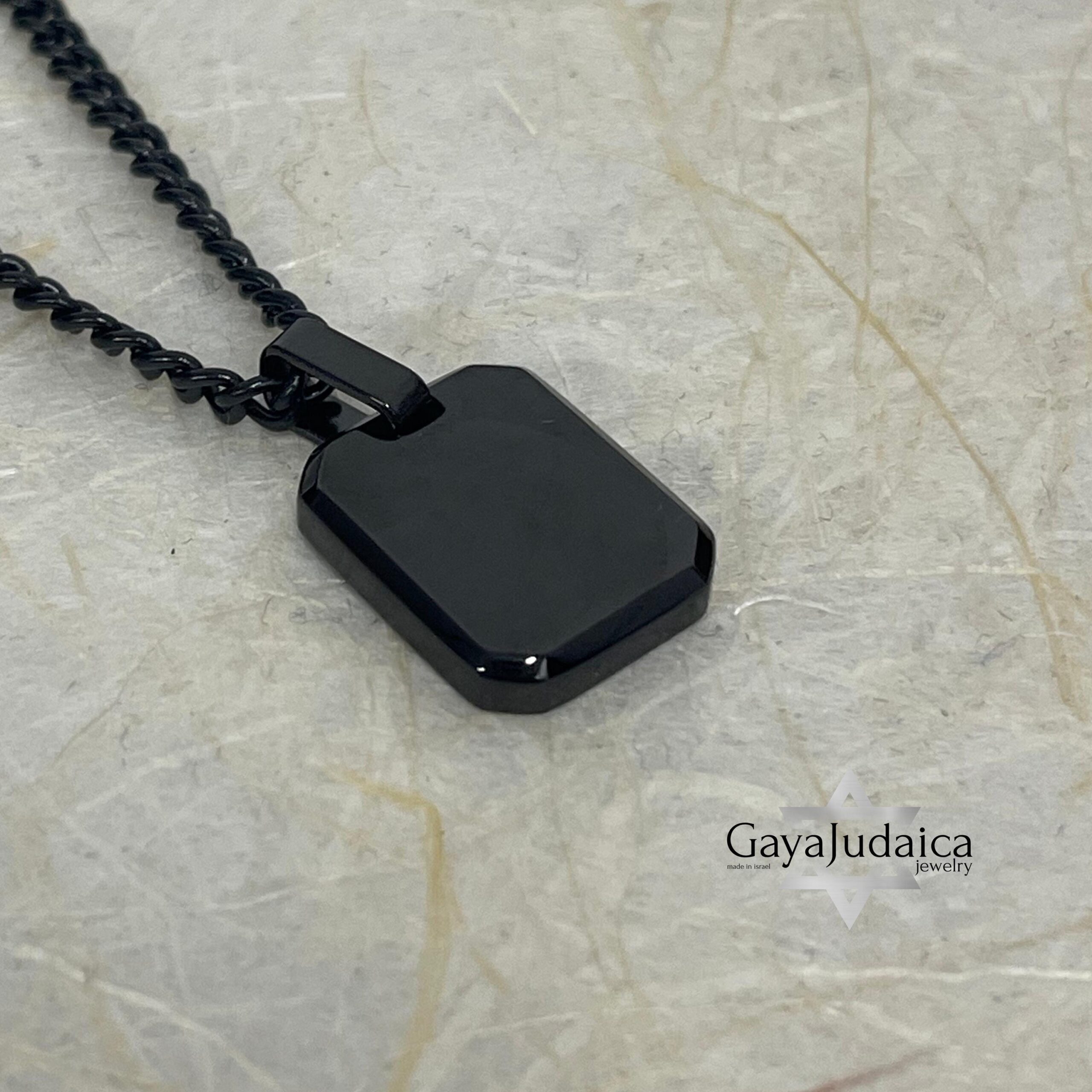 Personalized Dog Tag Necklace — Stainless Steel + Black Onyx, Custom Engraved Personalized Dog Tag Necklace — Stainless Steel + Black Onyx, Custom Engraved