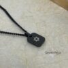 Personalized Dog Tag Necklace Stainless Steel Black Onyx Engraved — additional view, handmade in Israel