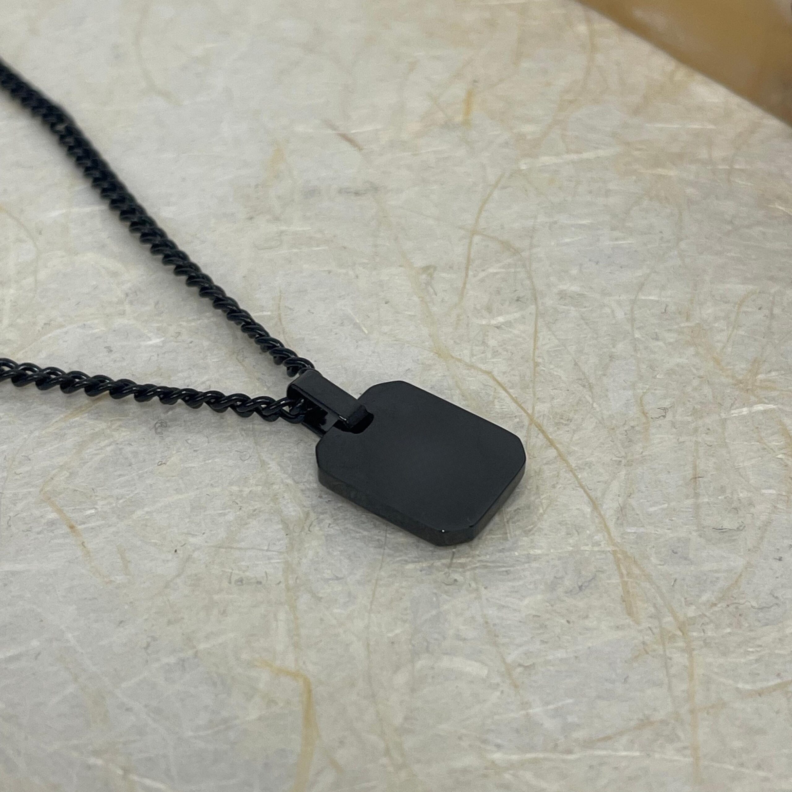 Personalized Dog Tag Necklace — Stainless Steel + Black Onyx, Custom Engraved Personalized Dog Tag Necklace — Stainless Steel + Black Onyx, Custom Engraved