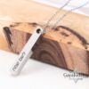 Personalized Hebrew Engraved Bar Necklace Stainless Steel — close-up, handmade in Israel