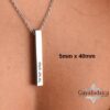 Personalized Hebrew Engraved Bar Necklace Stainless Steel — three finishes side by side, handmade in Israel