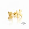 Personalized Hebrew Letter Stud Earrings — three finishes side by side, handmade in Israel