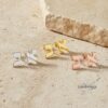 Personalized Hebrew Letter Stud Earrings — styled shot, handmade in Israel