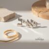 Personalized Hebrew Letter Stud Earrings — warm-tone styled, handmade in Israel