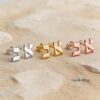 Personalized Hebrew Letter Stud Earrings — plate composition, handmade in Israel