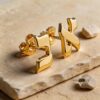 Personalized Hebrew Letter Stud Earrings — gift box presentation, handmade in Israel