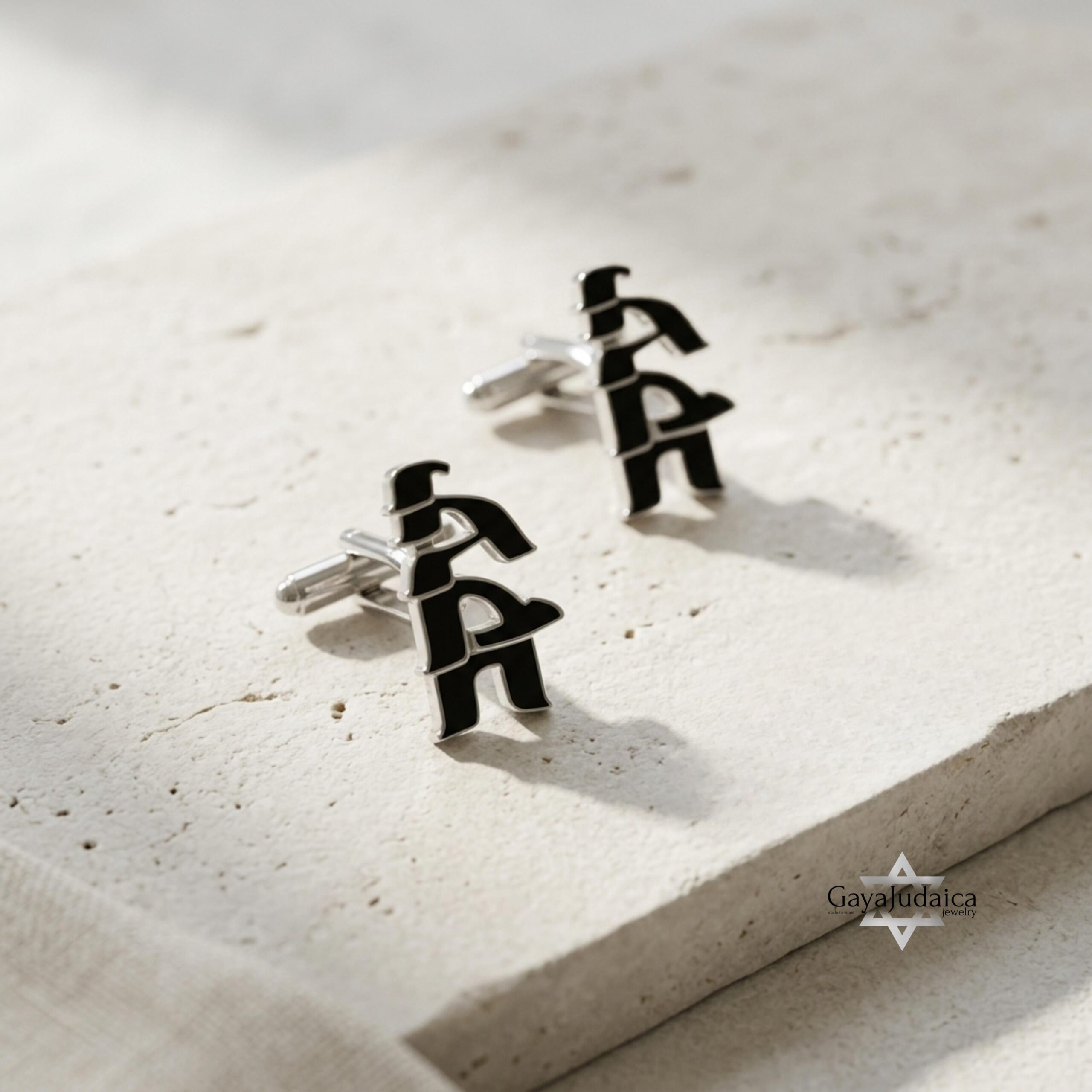 Personalized Hebrew Name Cufflinks — Sterling Silver Custom Judaica Personalized Hebrew Name Cufflinks — Sterling Silver Custom Judaica