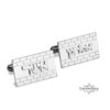 Personalized Hebrew Name Cufflinks Sterling Silver Kotel Design — close-up, handmade in Israel