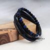 Personalized Leather Bracelet for Men with Engraved Bar — close-up, handmade in Israel