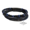 Personalized Leather Bracelet for Men with Engraved Bar — additional angle, handmade in Israel