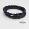 Personalized Leather Bracelet for Men with Engraved Bar — top-down view, handmade in Israel