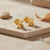 Personalized English Letter Initial Stud Earrings — top-down view, handmade in Israel