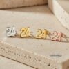 Personalized Number Stud Earrings — additional angle, handmade in Israel
