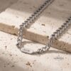 Personalized Stainless Steel Cuban Chain Necklace with Engraved Tag — main photo, handmade in Israel