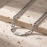 Personalized Stainless Steel Cuban Chain Necklace — Custom Engraved Tag Jewelry