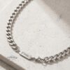 Personalized Stainless Steel Cuban Chain Necklace with Engraved Tag — styled lifestyle, handmade in Israel