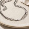 Personalized Stainless Steel Cuban Chain Necklace with Engraved Tag — additional view, handmade in Israel
